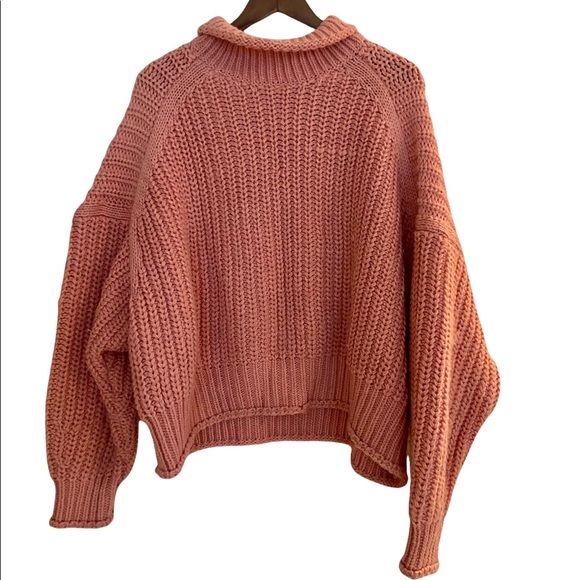 H&M Sweaters - H&M Baby Pink Chunky Knit Cowl Neck Heavy Weight Sweater